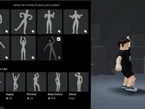 Picking an emote to pose an avatar for its profile picture.